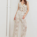 COASTAL BREEZE CROCHET VEST AND PANT SET