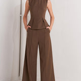 MONDAY FLOW BROWN WOVEN TOP