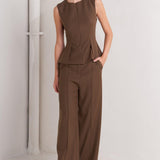 MONDAY FLOW BROWN WOVEN TOP