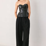 FORBIDDEN LOVE SWEETHEART FAUX LEATHER TOP