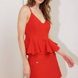 MELTED MARSHMALLOW RED WOVEN CAMI TOP