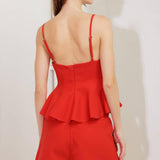 MELTED MARSHMALLOW RED WOVEN CAMI TOP