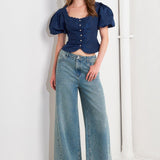 SCALLOP KISS WOVEN TOP
