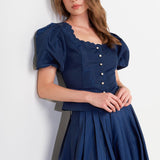 SCALLOP KISS WOVEN TOP