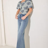 SWEET CHECK ROMANCE WOVEN JACQUARD TOP