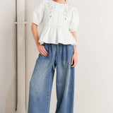 SILENT MORNING WOVEN TOP