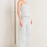 EFFORTLESS FORM STRIPE WOVEN TWILL TOP