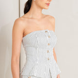EFFORTLESS FORM STRIPE WOVEN TWILL TOP