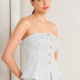 EFFORTLESS FORM STRIPE WOVEN TWILL TOP