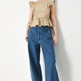 WHITE BLOSSOM WOVEN TOP