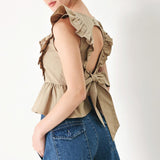 WHITE BLOSSOM WOVEN TOP