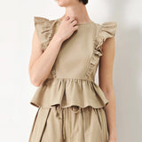 WHITE BLOSSOM WOVEN TOP