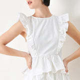 WHITE BLOSSOM WOVEN TOP