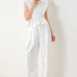 WHITE BLOSSOM WOVEN TOP