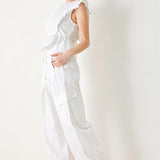 WHITE BLOSSOM WOVEN TOP