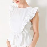 WHITE BLOSSOM WOVEN TOP