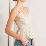 PURELY ROMANTIC WOVEN LACE CAMI TOP