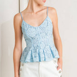 PURELY ROMANTIC WOVEN LACE CAMI TOP
