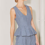 MARINA PINSTRIPE WOVEN TOP