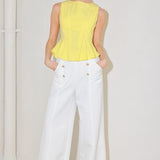 MODERN SHAPE YELLOW WOVEN TOP