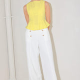 MODERN SHAPE YELLOW WOVEN TOP