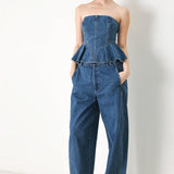 BLUE BLOSSOM BUSTIER DENIM TOP