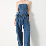 BLUE BLOSSOM BUSTIER DENIM TOP