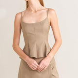MANHATTAN PEPLUM WOVEN CAMI TOP