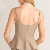 MANHATTAN PEPLUM WOVEN CAMI TOP
