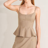 MANHATTAN PEPLUM WOVEN CAMI TOP