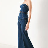 SKYLINE FLARE DENIM TUBE TOP