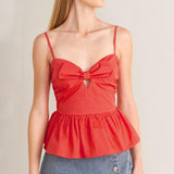 SUNSET BOW RED WOVEN TOP
