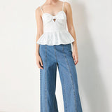 SUNSET BOW WHITE WOVEN TOP