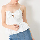 SUNSET BOW WHITE WOVEN TOP