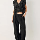 POLKA FLUTTER WOVEN TOP