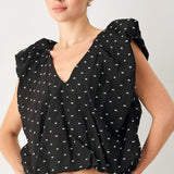 POLKA FLUTTER WOVEN TOP