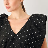POLKA FLUTTER WOVEN TOP