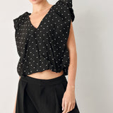 POLKA FLUTTER WOVEN TOP