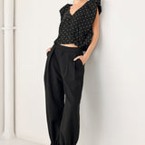 POLKA FLUTTER WOVEN TOP