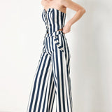 NAVY BLOSSOM WOVEN TUBE TOP