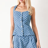 FLIRTY DOTS WOVEN TOP