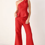MAKE AN ENTRANCE ONE SHOULDER PEPLUM TOP