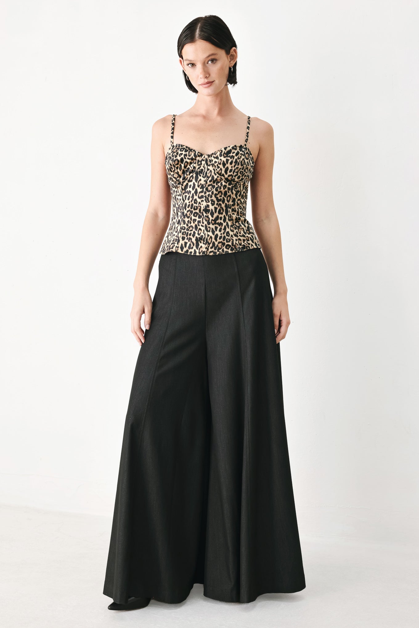 Flying Tomato Wild Spot Bustier Woven Top in light brown
