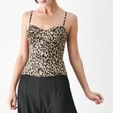 Flying Tomato Wild Spot Bustier Woven Top in light brown
