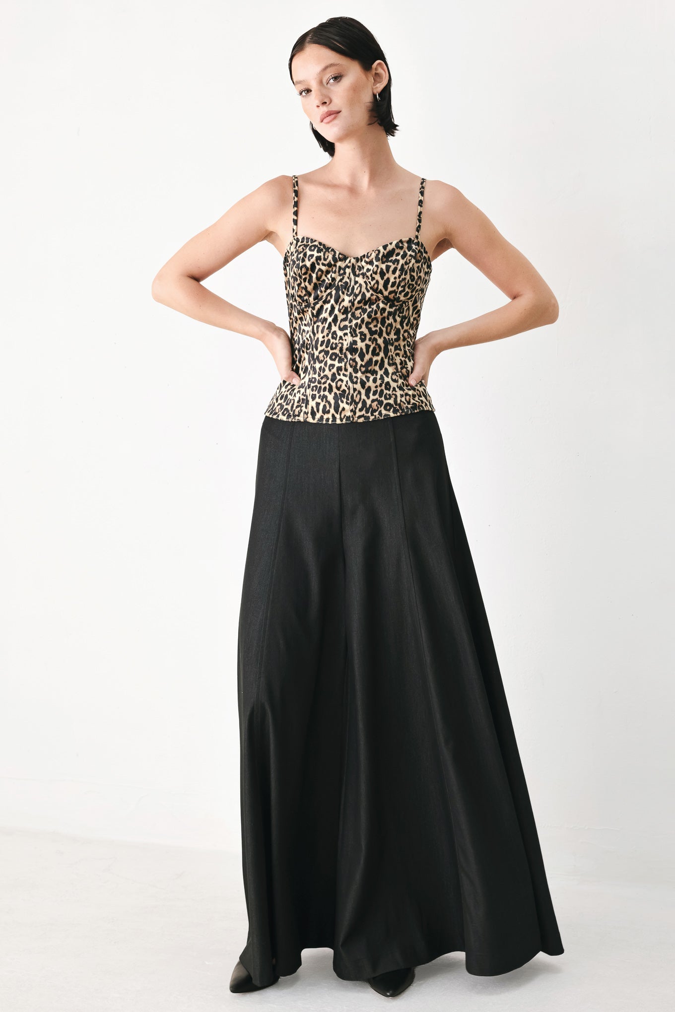 Flying Tomato Wild Spot Bustier Woven Top in light brown