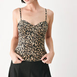 Flying Tomato Wild Spot Bustier Woven Top in light brown