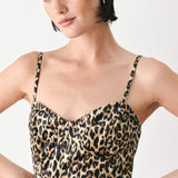 Flying Tomato Wild Spot Bustier Woven Top in light brown