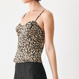 Flying Tomato Wild Spot Bustier Woven Top in light brown