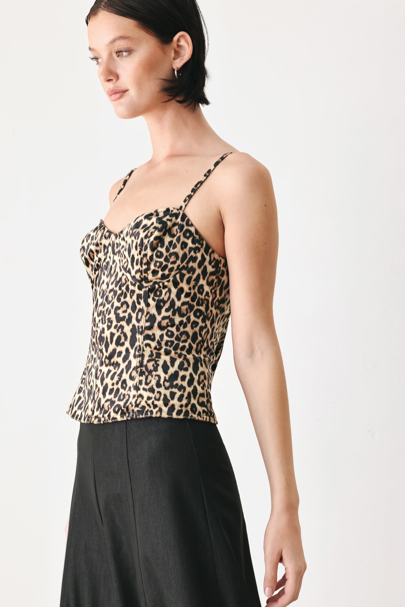 Flying Tomato Wild Spot Bustier Woven Top in light brown