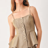 STONEWASH RELAXED WOVEN TOP